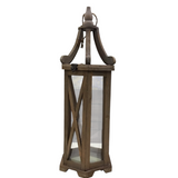 MEDIUM WOODEN LANTERN WITH CABRIOLE TOP HOME DECOR NATURAL WOOD 24"H