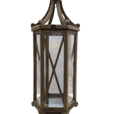 LARGE WOODEN LANTERN WITH CABRIOLE TOP HOME DECOR NATURAL WOOD 32"H