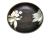 FLORAL HANDPAINTED WOOD BOWL HOME DECOR BROWN/WHITE 32"