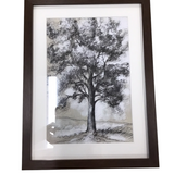 WOOD FRAMED TREE PRINT ART