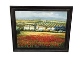 FRAMED WITH TUSCANY RED POPPY FIELD ART 44H X 56W