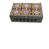 TIN & TILE TALAVERA DESIGN TRINKET BOX HOME DECOR YELLOW/REDISH 2H X 6.5W X 4.5D