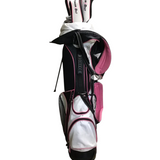 POWER BILT SET OF LADIES 9 GOLF CLUBS W/BAG OUTDOOR/PATIO PINK/WHITE/BLACK
