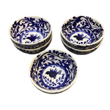 SET OF 5 SMALL BOWLS DINNERWARE BLUE/WHITE 2H X 5.5 DIAM..