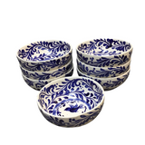 SET OF 7 TALAVERA SOUP BOWLS DINNERWARE BLUE/WHITE 3"H X 7" DIAM..