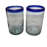 SET OF 2 HAND BLOWN GLASSES DINNERWARE 5"H