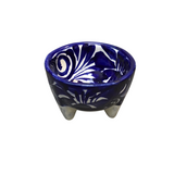 SMALL SALSA BOWL "MOLCAJETE DESIGN" DINNERWARE BLUE/WHITE 2.5H X 3" DIAM..
