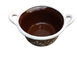 HANDPAINTED TERRACOTTA OLLITA HOME DECOR BROWN/WHITE 3.5H X 8W