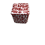 SMALL TALAVERA SQUARE BOX HOME DECOR WHITE/RED 2H X 2W X 2D