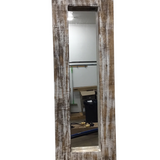 FRAMED WITH DISTRESSED PAINT MIRROR NAT. WOOD/WHITE 39H X 13.5W X 2D