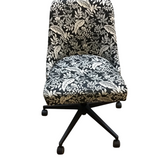 RIFLE PAPER CO. UPHOLSTERED WITH LEAF DESIGN FABRIC (RET. 495.00) OFFICE CHAIR BLACK/WHITE 36H