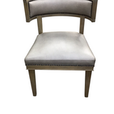 FOUR HANDS "CARTER" WOOD/TOP GRAIN LEATHER/NAILHEADS (RET.$650.00) CHAIR NATURAL WOOD/TAUPE 32.5H X 24W X 21D