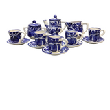 TALAVERA STYLE DECORATIVE TEA SET HOME DECOR BLUE/WHITE