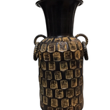 METAL VASE WITH HANDLES HOME DECOR BROWN/BLACK 16.5H