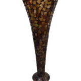 MOSAIC DESIGN GLASS TALL VASE HOME DECOR BROWN 20H