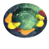 POTTERY BARN WITH FRUIT DESIGN BOWL HOME DECOR GREEN/YELLOW/ORANGE/RED 2H X 17.5 DIAM..