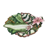 FITZ & FLOYD CERAMIC PLATTER WITH TROPICAL LILY HOME DECOR PINK/GREEN 5H X 16.5W X 19.5L