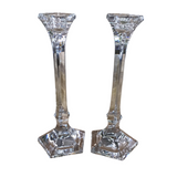 PAIR OF CANDLE STICK HOLDERS CRYSTAL 9"H