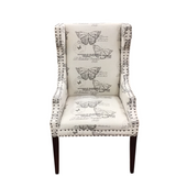 WING BACK BUTTERFLY DESIGN ACCENT CHAIR WHITE/BLACK 43H X 25W X 26D