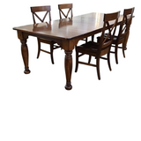 TABLE/2 LEAVES/4 CHAIRS DINING ROOM SET BROWN 30H X 72L X 42W