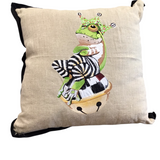 MCKENZIE CHILDS FERGAL FROG PILLOW TAUPE/MULTICOLOR 24 X 24