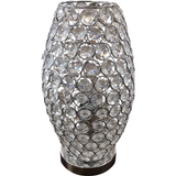 OVAL METAL/ACRYLIC BEADS DESIGN LAMP/LIGHTING SILVER/CLEAR 14"H