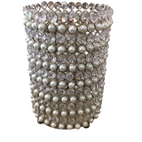 ROUND WITH ACRYLIC BEADS & PEARLS HOME DECOR SILVER/CLEAR 10"H