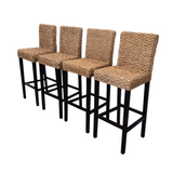 SET OF 4 RATTAN/WOVEN BARSTOOL ESPRESSO/TAN 44H