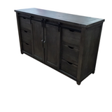 WITH 2 SLIDE DOORS/6 DRAWERS BUFFET BROWN 35H X 60W X 18D