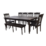 TABLE/1 LEAF/6 CHAIRS/BENCH DINING ROOM SET BROWN T30HX78LX42W