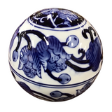 CERAMIC BALL HOME DECOR BLUE/WHITE 4" DIAM..