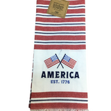 AMERICA STRIPES EMBELLISHED DISHTOWEL LINENS RED/BLUE