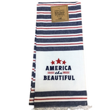 AMERICA STRIPES EMBELLISHED DISHTOWEL LINENS BLUE/RED