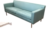 CUSTOM MADE LEATHER (RET.$5895.00 DESIGN WITHIN REACH) SOFA POWDER BLUE 31H X 81W X 31D