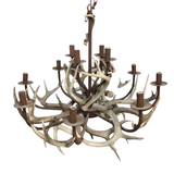 DEER ANTLER WITH 12 LIGHTS (RET.$2400.00) CHANDELIER BONE/BROWN 24" +