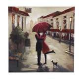 PARIS COUPLE KISSING IN THE RAIN ART 40 X 40
