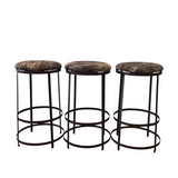 3 SWIVEL METAL/COWHIDE BARSTOOL BLACK/BROWN 31H X 16.5W