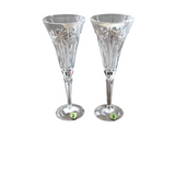 WATERFORD MILLENIUM PAIR CHAMPAGNE FLUTES "LOVE" CRYSTAL 9.5H