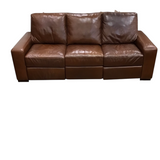 LEATHER WITH 2 POWER RECLINERS SOFA BROWN 40H X 90W X 40D