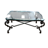 IRON/GLASS TOP COFFEE TABLE 23H X 53W X 38D