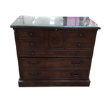 DREXEL HERITAGE WITH 2 DRAWERS/GLASS TOP FILE CABINET BROWN 34H X 39W X 21D