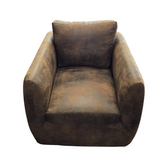 SWIVEL/FABRIC WITH COWHIDE DESIGN ACCENT CHAIR BROWN 29H X 28W X 33D