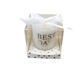 "BEST DAY EVER" CANDLE/SOY MELT/FRAGRANCE WHITE/SILVER 3"H