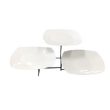 3 TIER SQUARE SERVING PLATE SET HOME ACCESSORIES BLACK/WHITE 7H X 19W X 14D