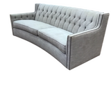 BERNHARDT "CANDACE" UPHOLSTERED /TUFTED CURVED BACK/NAILHEAD TRIM (RET.$4470.00) SOFA AQUA 35H X 96W X 40D
