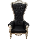 PRINCESS ORNATE THRONE (RET. 2300.00) ACCENT CHAIR BLACK/SILVER 71H X 38W X 36D