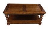 WITH UNDER SHELF RECTANGLE COFFEE TABLE LIGHT BROWN 20H X 50W X 30D