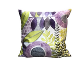 PIER 1 WITH LEAVES/FLOWER DESIGN PILLOW GREEN/PURPLE 20 X 20