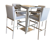 PUB TABLE WITH 4 BARSTOOLS OUTDOOR/PATIO ALUM/GRAY T- 43H X 29W X 29D