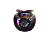 IRIDESCENT GLASS VASE SIGNED DAVID J. ATKINSON HOME DECOR PURPLE/BLUE 5"H